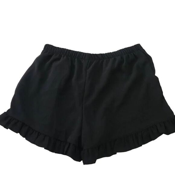 Tychee Women's Size Medium Black Chiffon Ruffle Shorts - Picture 1 of 5